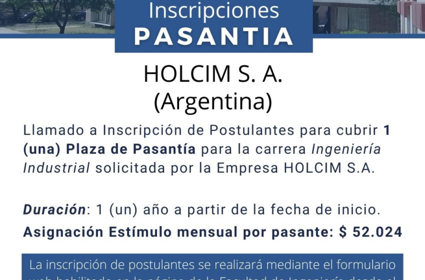  Inscripciones a Pasantía HOLCIM S.A.