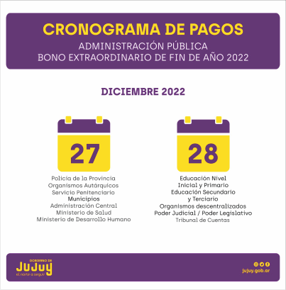  Bono Extraordinario 2022 – Cronograma de Pagos Administración Pública