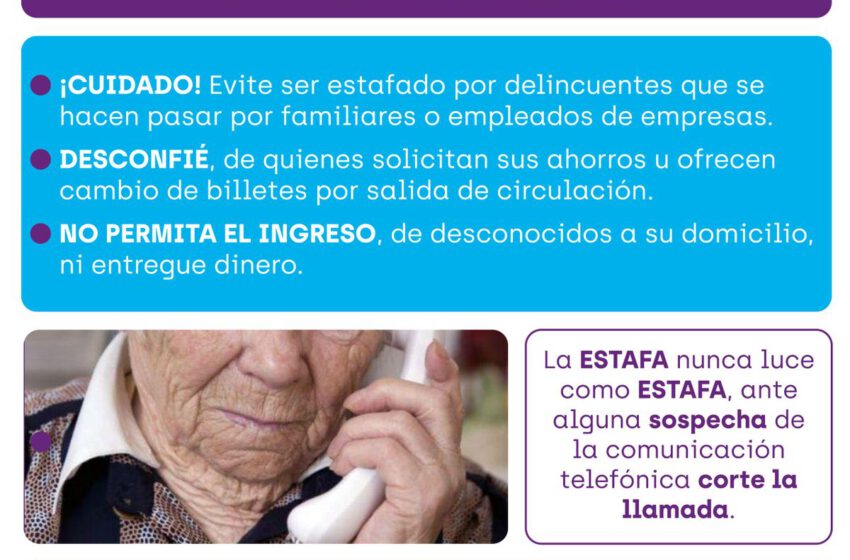  Alertan sobre una nueva estafa telefónica a adultos mayores