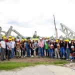 Ciudad Deportiva: montaje de arcos para la cubierta del estadio