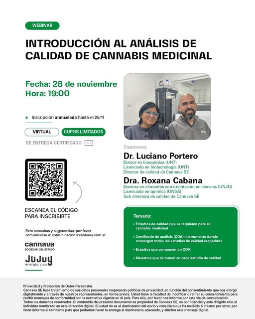 «Cannava presenta webinar sobre análisis de calidad en cannabis medicinal»