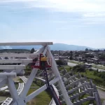 Ciudad Deportiva: minuciosa instalación de vigas para la cubierta del estadio