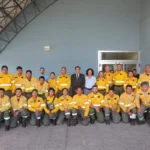 Sadir saludó al segundo grupo de brigadistas que combatirán el fuego en el Parque Nacional Lanín