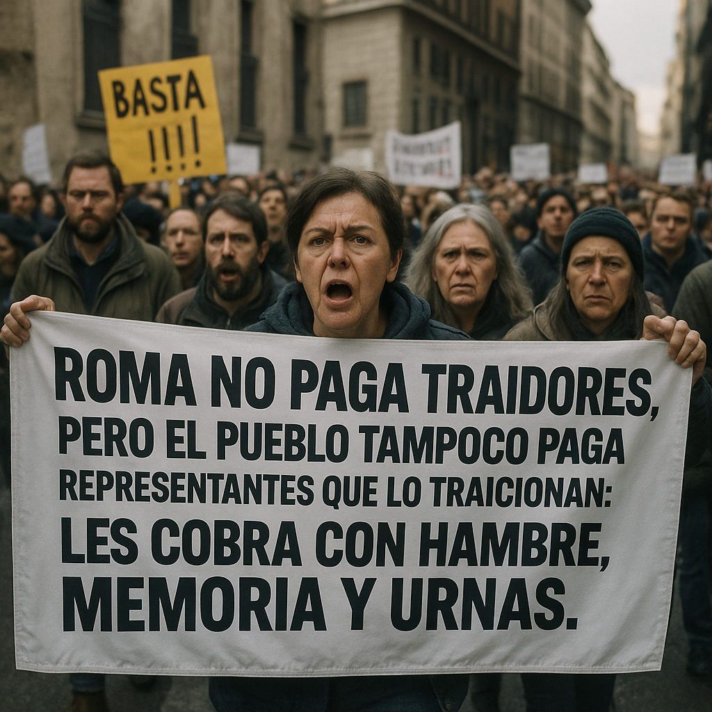 «Roma no paga traidores, pero el pueblo sí paga hambre»