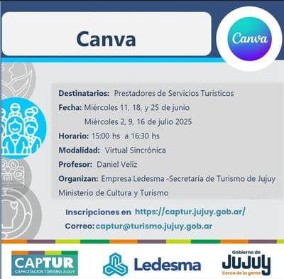 Ledesma y Turismo de Jujuy lanzan curso gratuito de Canva para prestadores turísticos