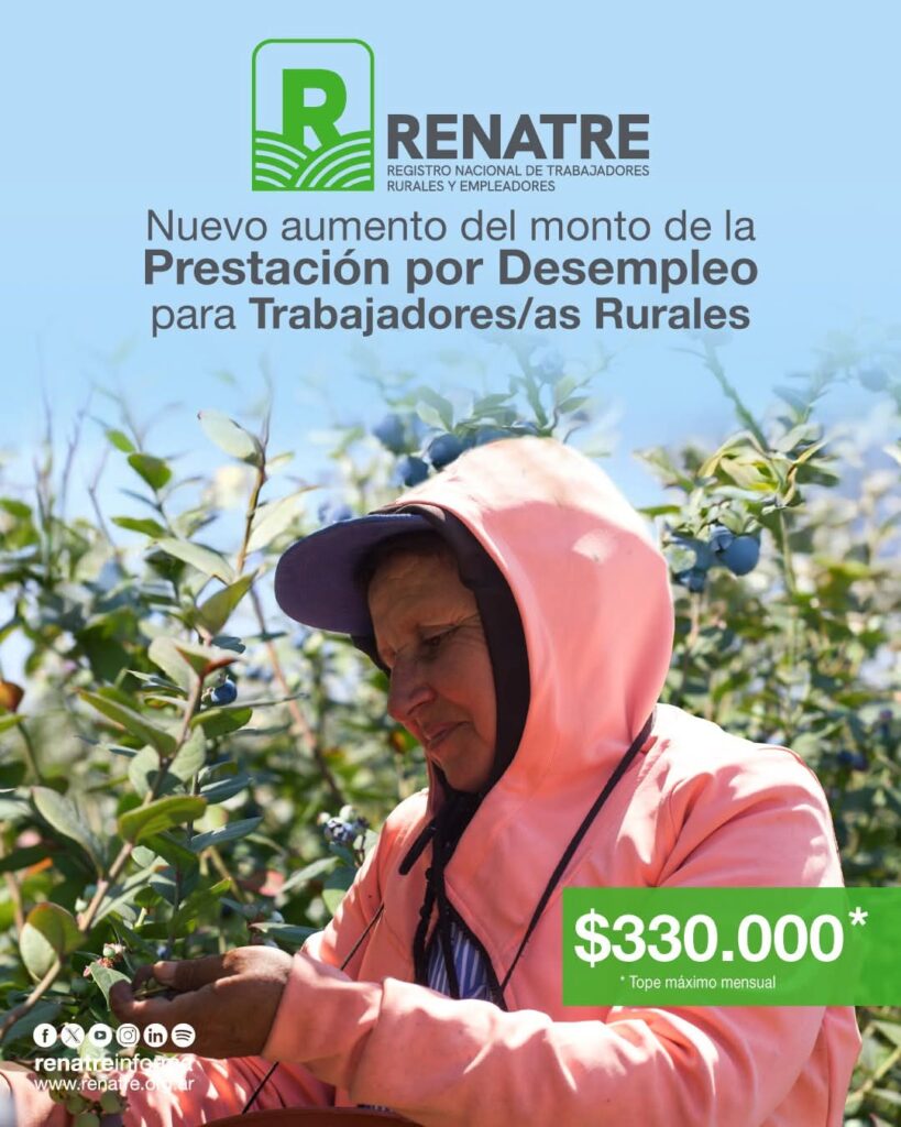 RENATRE aumenta la Prestación por Desempleo a $330.000 a partir del 1° de noviembre 1 RENATRE aumenta la Prestación por Desempleo a $330.000 a partir del 1° de noviembre