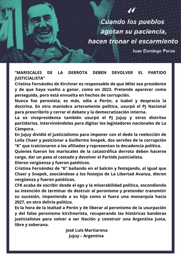 “Devuelvan el PJ: fin de la tutela K y vuelta a la doctrina”