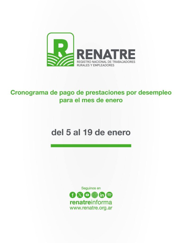 RENATRE pagará la prestación por desempleo del 5 al 19 de enero: cómo y dónde cobrar en Jujuy