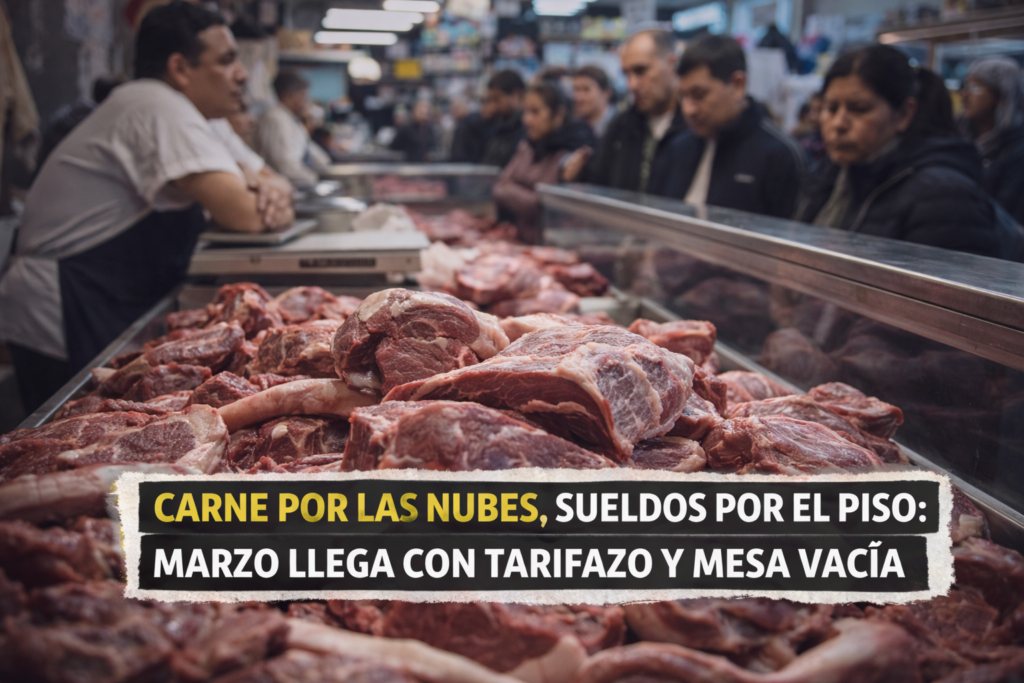 Carne por las nubes, sueldos por el piso: marzo llega con tarifazo y mesa vacía