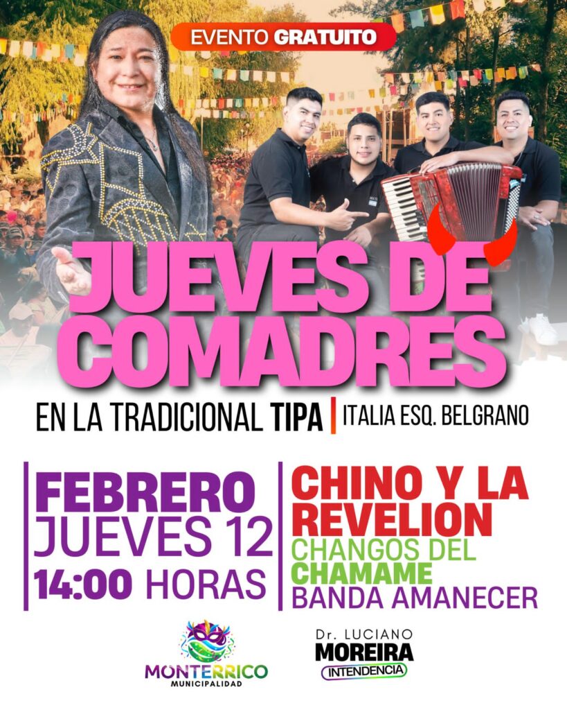 Monterrico enciende el Jueves de Comadres: Moreira confirmó una cartelera de alto impacto con acceso libre y gratuito